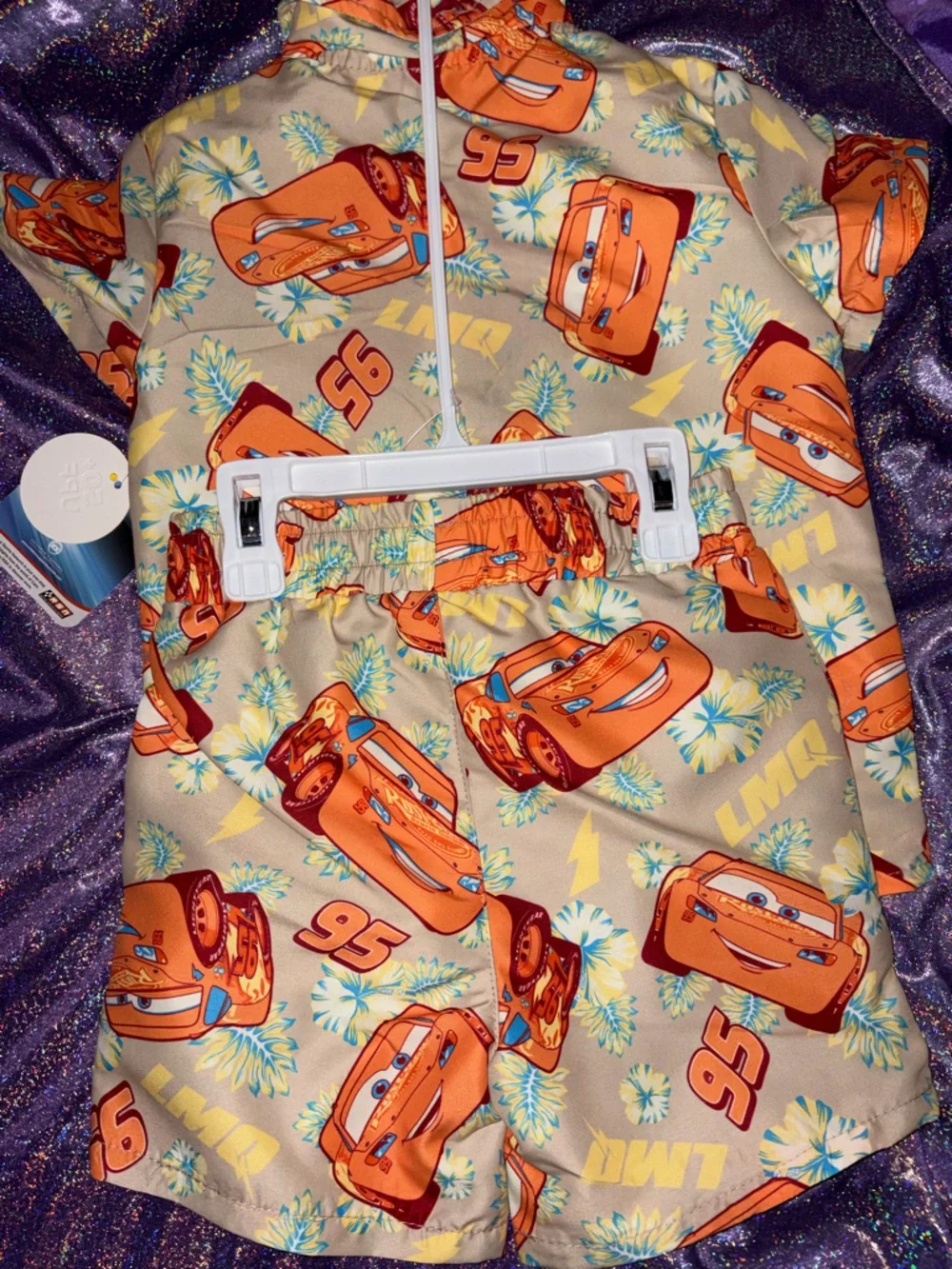 Lightning McQueen Hawaiian Swim Button Down Set